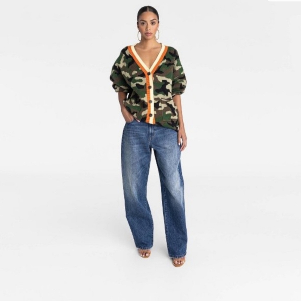 NWT KBB by KAHLANA Women's 'The Slouchy Cardigan' - Olive Camo S